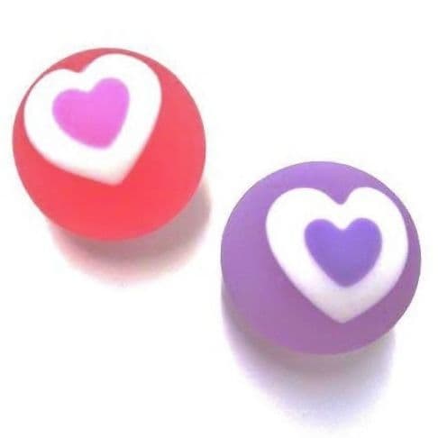 Small Love Hearts Bouncy Jet Ball - RED or PURPLE