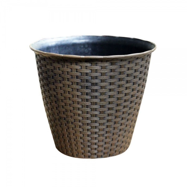 Small Rattan Effect Plastic Planter Pot 22cm Kingfisher Garden