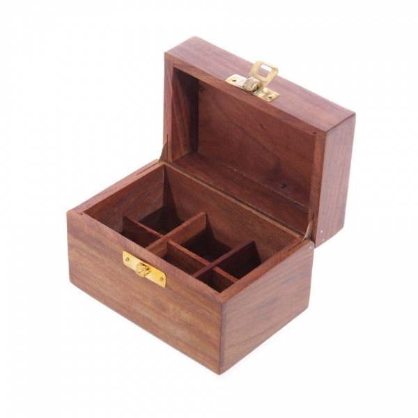 Small Sheesham Wood Essential & Fragrance Oils Wooden Storage Box (Holds 6 Oil Bottles)