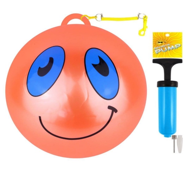 Smelly Funny Face Foot Ball 25cm With Hook, Spiral Keyring and Sports Pump Set
