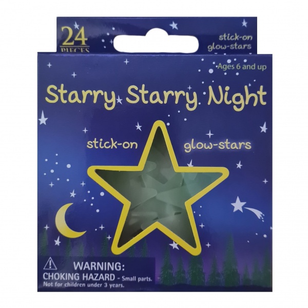 Starry Night Pack of 24 Glow In The Dark Stick On Shapes Henbrandt