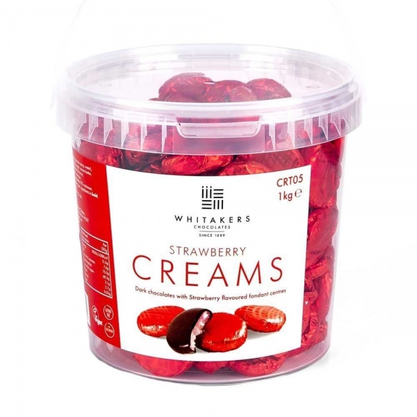 Strawberry Cremes - Fondant Creams Red Foiled Whitakers Chocolates 1kg