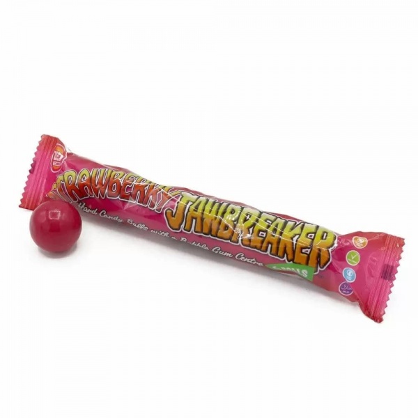 Strawberry Jawbreaker 6 Balls Hard Candy Bubblegum Sweets Zed 49.5g
