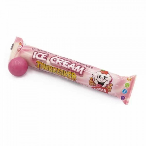 Strawberry & Vanilla Ice Cream Jawbreaker 6 Balls Hard Candy Bubblegum Sweets Zed 49.5g