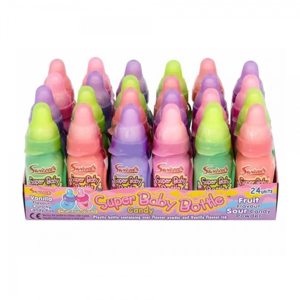 Super Baby Bottle Candy Novelty Sherbet Sweets Swizzels Matlow 23g (Pack of 24)