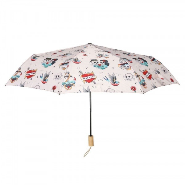 Tattoo Print Small Compact Travel Umbrella