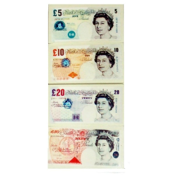 UK POUND Note Money Novelty Erasers - Realistic 5 10 20 & 50 Notes - Set of 4