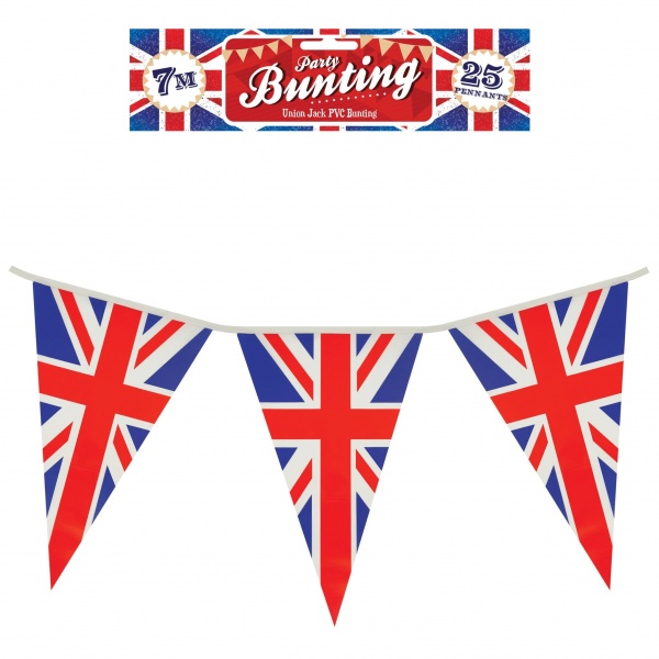 Union Jack 25 Pennants Triangle Flags PVC Party Bunting Henbrandt 7m
