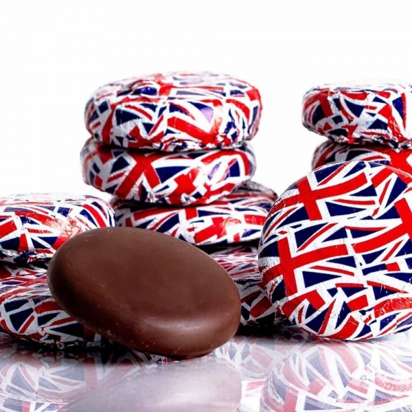 Union Jack Foiled Mint Cremes - Fondant Creams  Whitakers Chocolates 400g