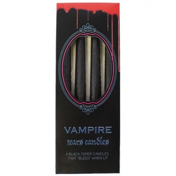 Vampire Tears Black & Red Blood Taper Candles - 4 Pack