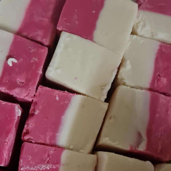 Vegan Strawberry & Cream Flavour Dairy Free Luxury Hand Made Fudge Factory