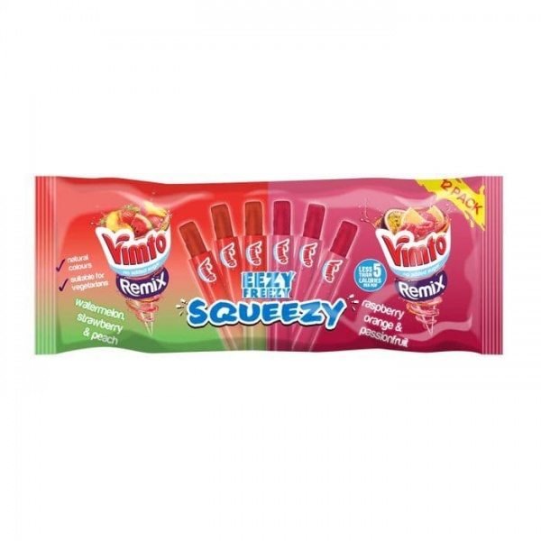 Vimto Remix Eezy Freezzy Squeezy Ice Pops 600ml (Pack of 12)