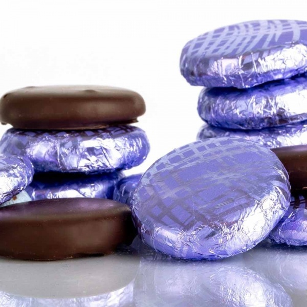 Violet Cremes - Fondant Creams Lilac Foiled Whitakers Chocolates 400g