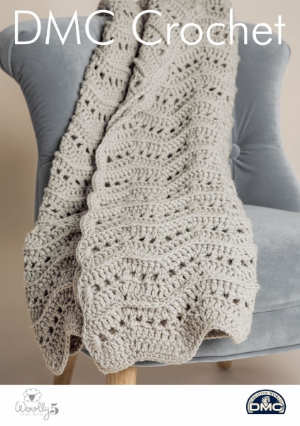 Warm & Wavy Throw 15420L/2 - Home Woolly 5 DMC Crochet Pattern