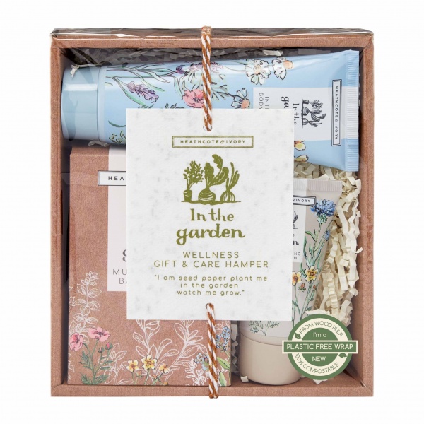 Wellness Gift & Care Hamper Bath Salts Body Cream Wash - In The Garden Heathcote & Ivory