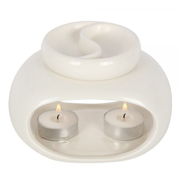 White Double Oil Burner / Wax Melt Warmer Jones Home & Gift