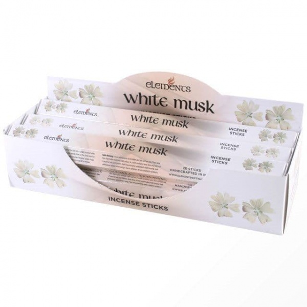 White Musk Scented Incense Sticks Elements Indian - Tube Of 20