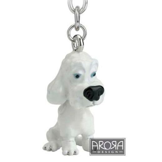 WHITE POODLE Dog Charm Keyring & Shopping Trolley Coin by Little Paws