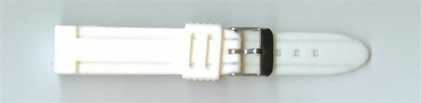White Rubber Watch Strap 18mm (Silver Buckle)