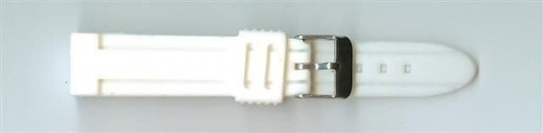 White Rubber Watch Strap 18mm (Silver Buckle)
