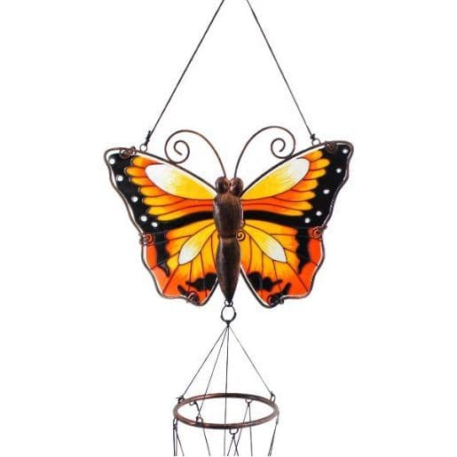 Yellow Butterfly Windchime - 81cm Hanging  Garden Sun Catcher Wind Chimes